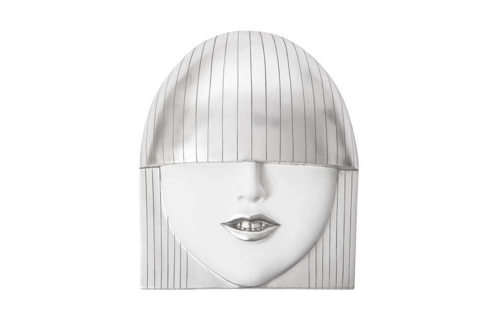 Phillips Collection Fashion Faces Wall Sculpture, Smile, Large, White, Silver Leaf, 23.5"W (PH94749 YV0J07T714)