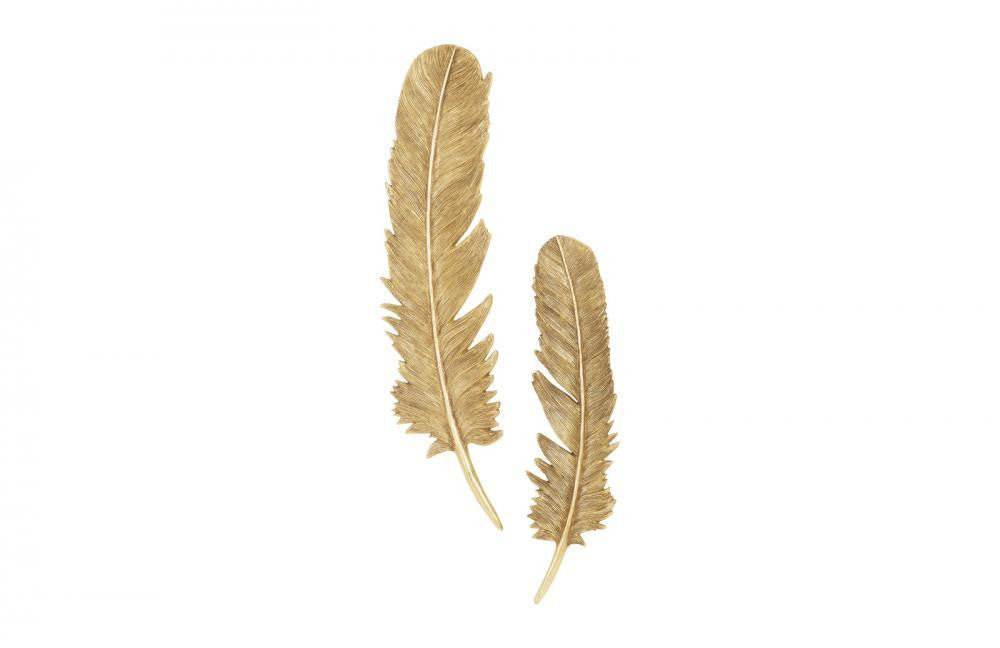 Phillips Collection Feathers Wall Art, Large, Set of 2, Gold Leaf, 8"W (PH95596 YV0J07T71E)