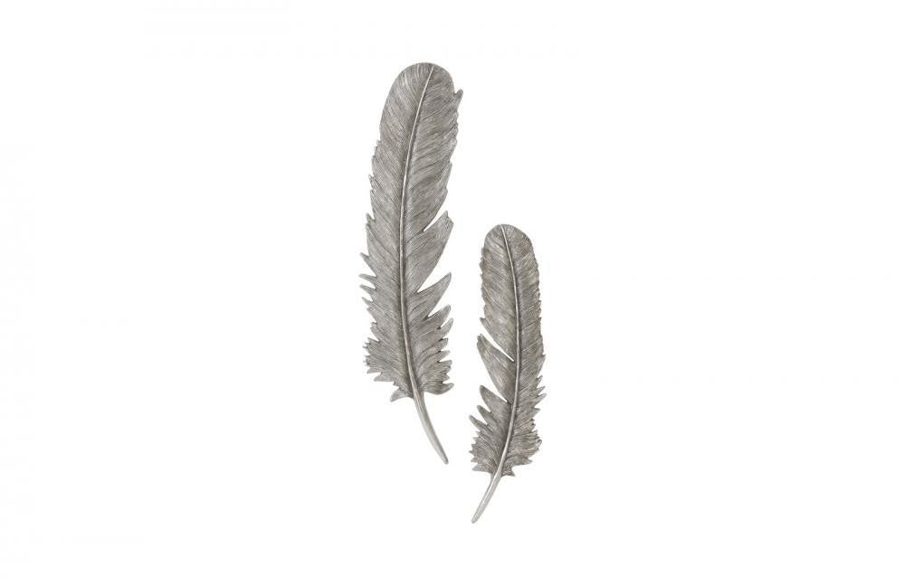 Phillips Collection Feathers Wall Art, Large, Set of 2, Silver Leaf, 8"W (PH96270 YV0J07T71F)