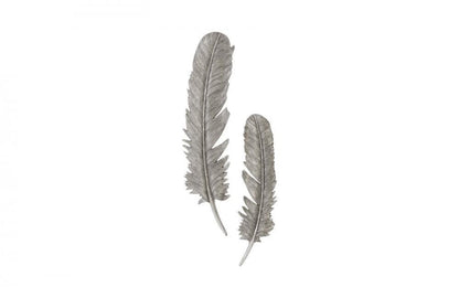 Phillips Collection Feathers Wall Art, Large, Set of 2, Silver Leaf, 8"W (PH96270 YV0J07T71F)