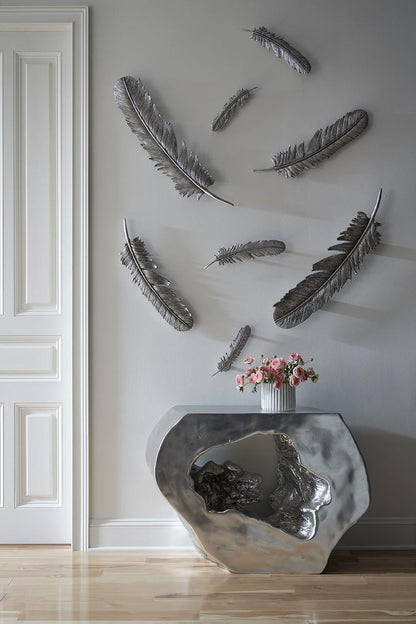 Phillips Collection Feathers Wall Art, Small, Set of 2, Silver Leaf, 4"W (PH79017 YV0J07T71D)