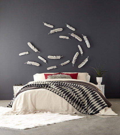 Phillips Collection Feathers Wall Art, Small, Set of 2, Silver Leaf, 4"W (PH79017 YV0J07T71D)