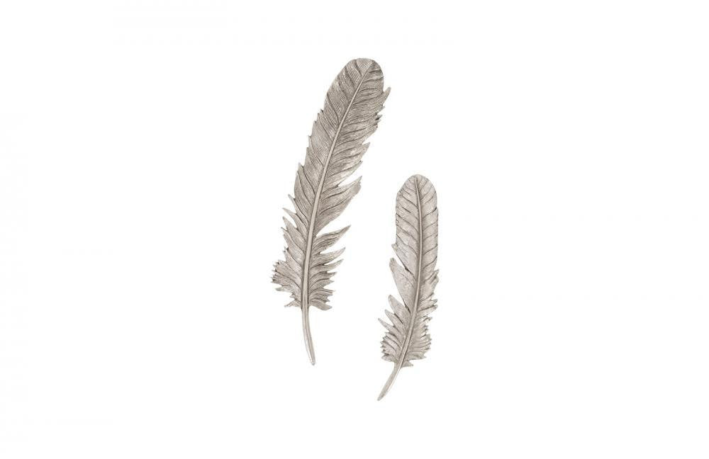 Phillips Collection Feathers Set of 2 Large Wall Art Silver Leaf
