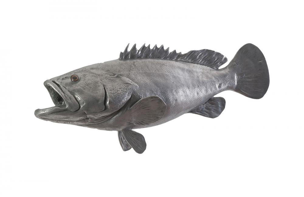 Phillips Collection Fish Wall Sculpture, Estuary Cod, Polished Aluminum, 42"W (PH64542 YV0J07T70N)