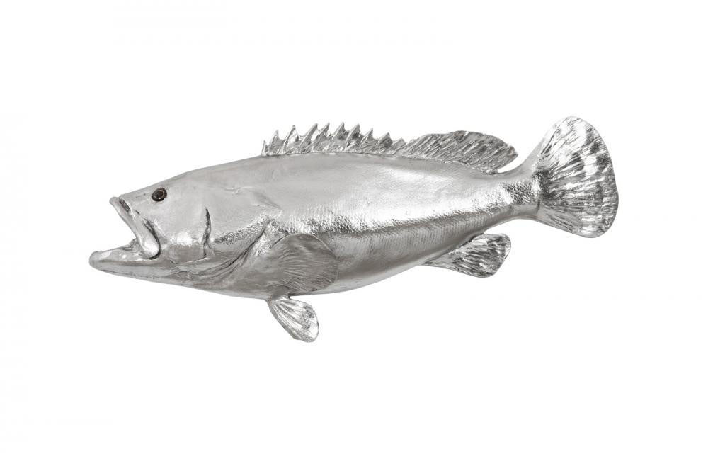 Phillips Collection Fish Wall Sculpture, Estuary Cod, Silver Leaf, 42"W (PH64541 YV0J07T70M)