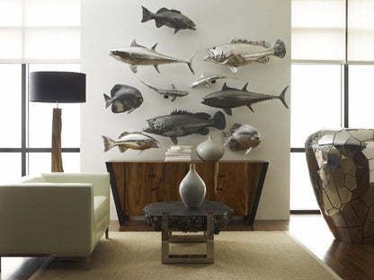 Phillips Collection Fish Wall Sculpture, Large Mouth Bass, Silver Leaf, 20"W (PH66570 YV0J07T9YK)
