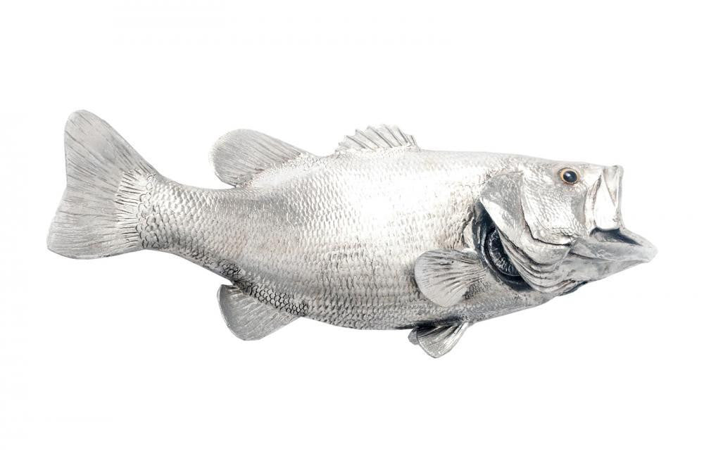 Phillips Collection Fish Wall Sculpture, Large Mouth Bass, Silver Leaf, 20"W (PH66570 YV0J07T9YK)