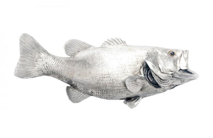 Phillips Collection Fish Wall Sculpture, Large Mouth Bass, Silver Leaf, 20"W (PH66570 YV0J07T9YK)