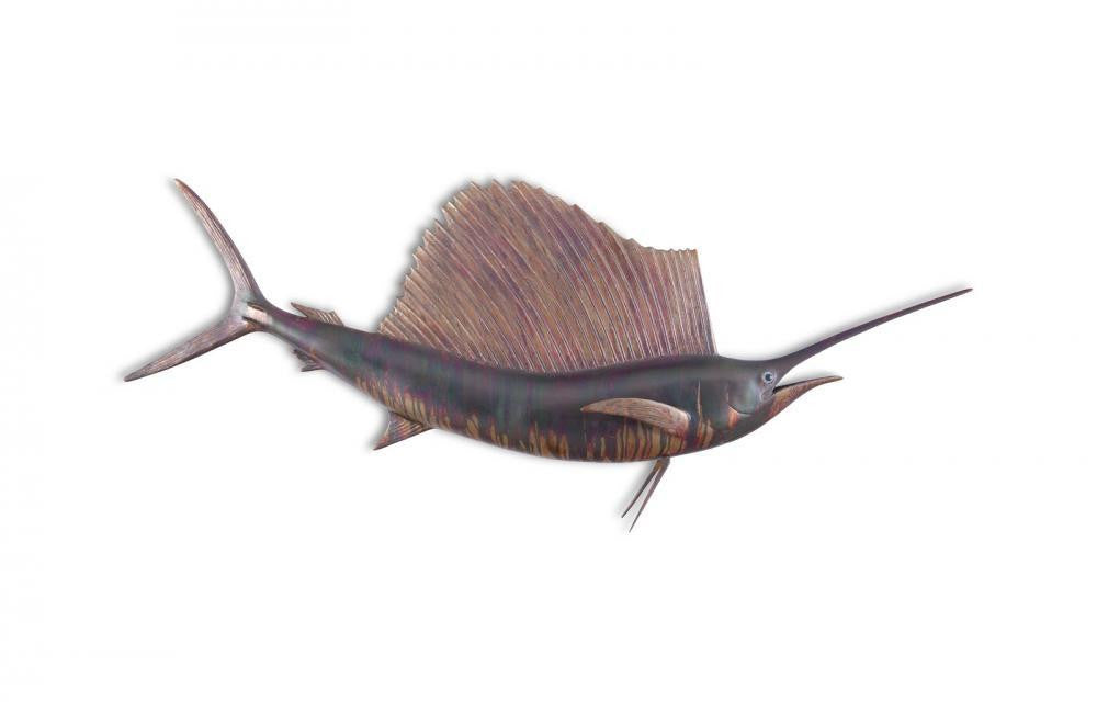 Phillips Collection Fish Wall Sculpture, Sailfish, Copper Patina, 64"W (PH100659 YV0J07W4UE)
