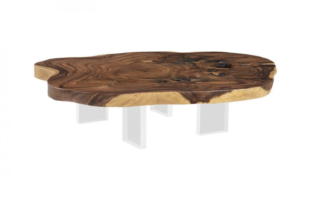 Phillips Collection Floating Small Coffee Table with Black Legs Graystone, Black