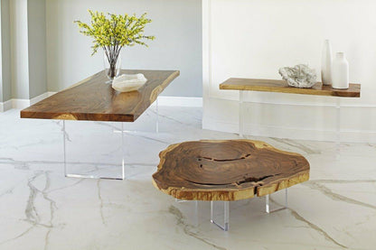Phillips Collection Floating Coffee Table, Small, Chamcha Top, Clear Acrylic Legs, 55"W (TH69602 YV0J07T71P)
