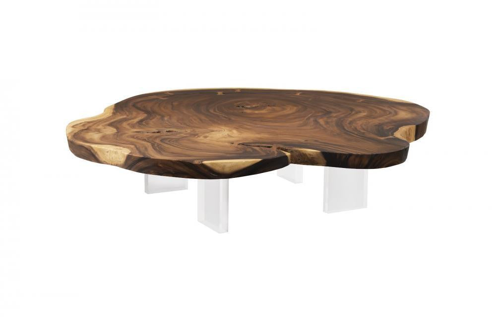 Phillips Collection Floating Small Coffee Table with Black Legs Chamcha, Black