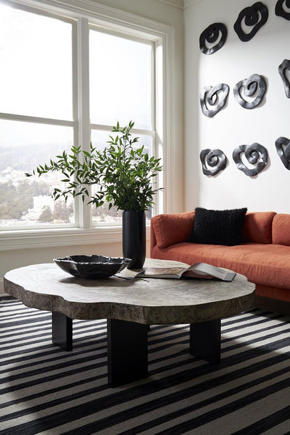 Phillips Collection Floating Coffee Table, Small, Graystone Top, Black Base, 55"W (TH113887 YV0J07T71Q)