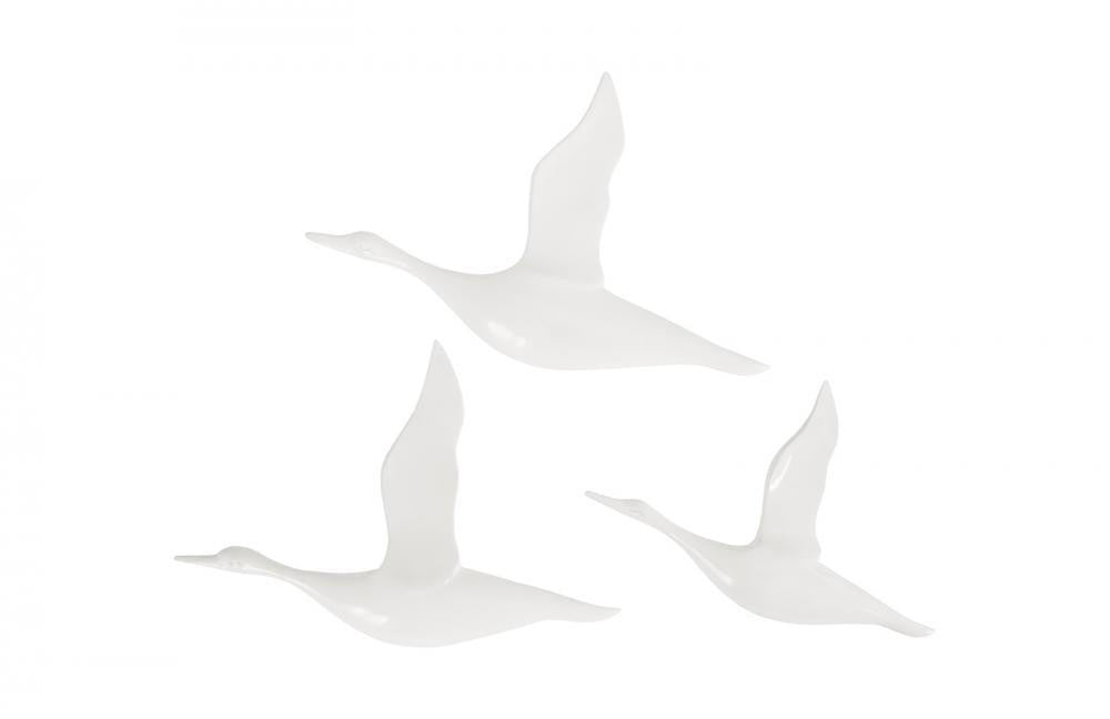 Phillips Collection Flying Ducks Sculpture Glossy White