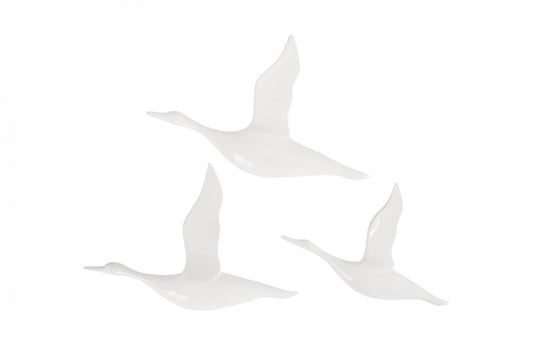 Phillips Collection Flying Ducks Sculpture Glossy White