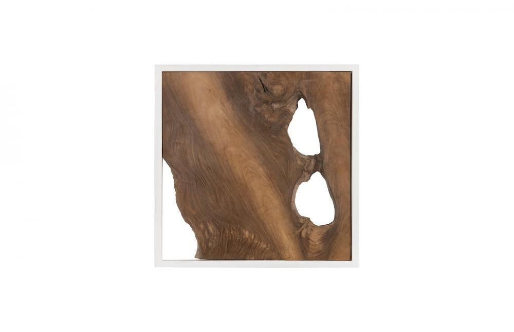 Phillips Collection Framed Slice Wall Tile, Teak, White Frame, 15"H x 15"W x 1"D (ID105514 YV0J07T7ZW)