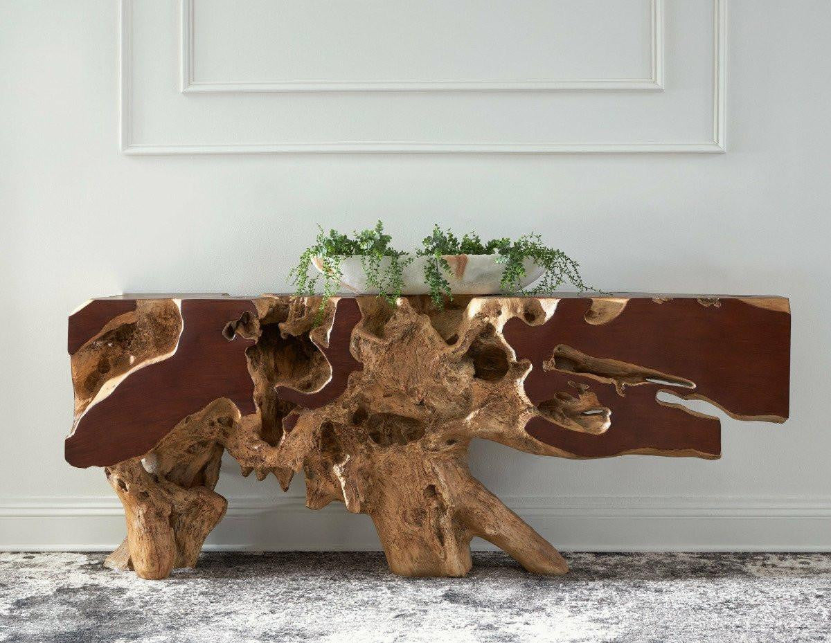 Phillips Collection Freeform Large Console Table Brown, Gold Leaf