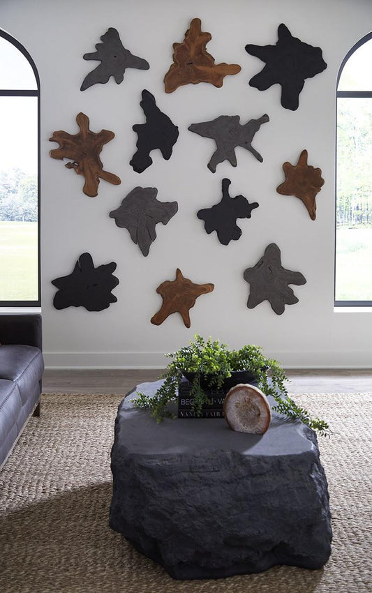 Phillips Collection Freeform Teak Medium Wall Slice Gray