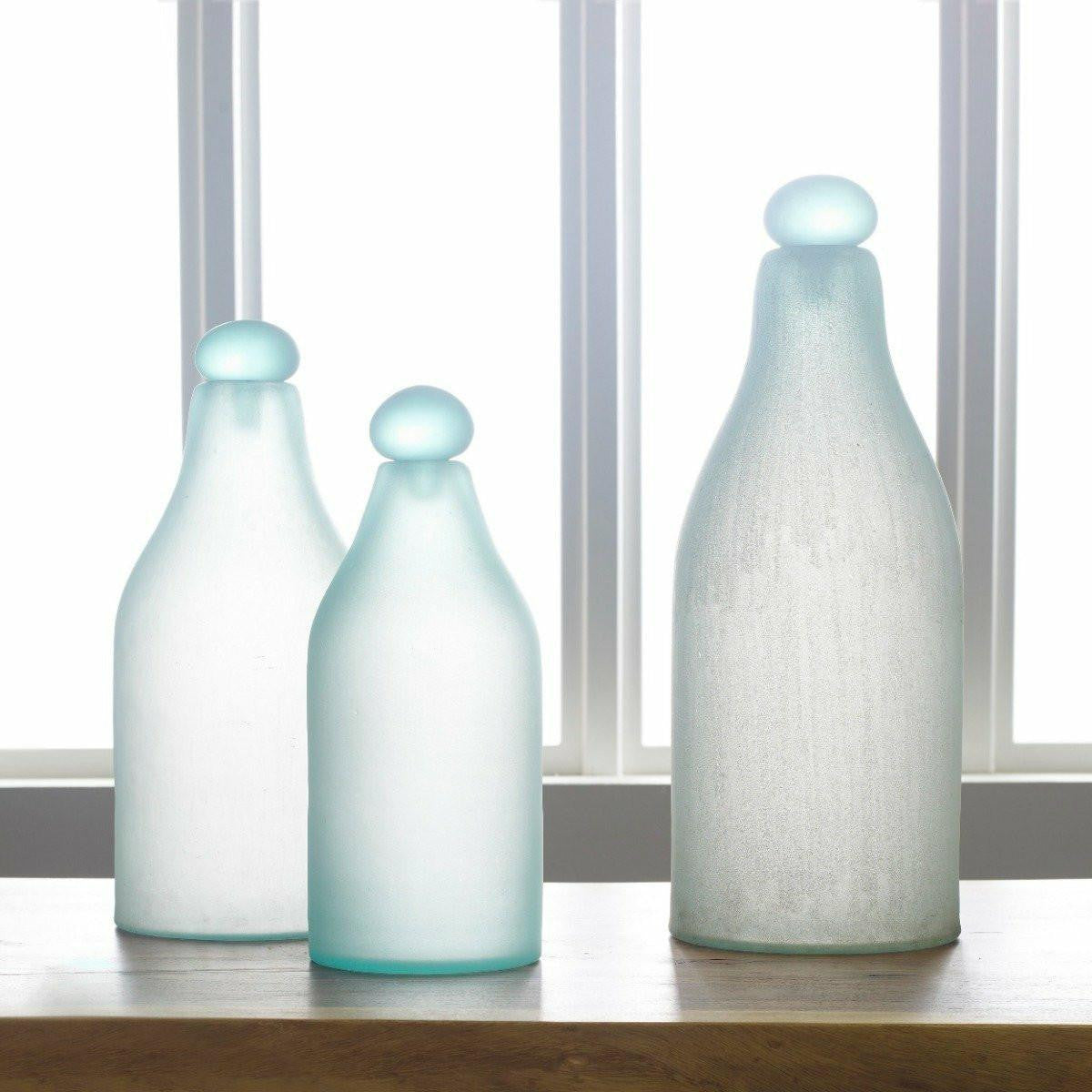 Phillips Collection Frosted Glass Bottle Frosted Turquoise
