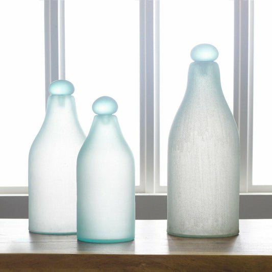 Phillips Collection Frosted Glass Bottle Frosted Turquoise