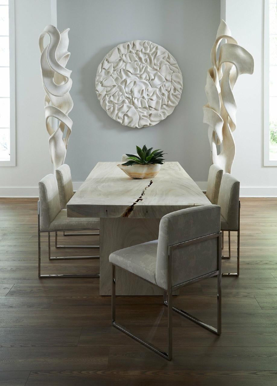 Phillips Collection Frozen Dining Chair, Off-White, Stainless Steel Frame, 33"H (PH103801 YV0J07T818)