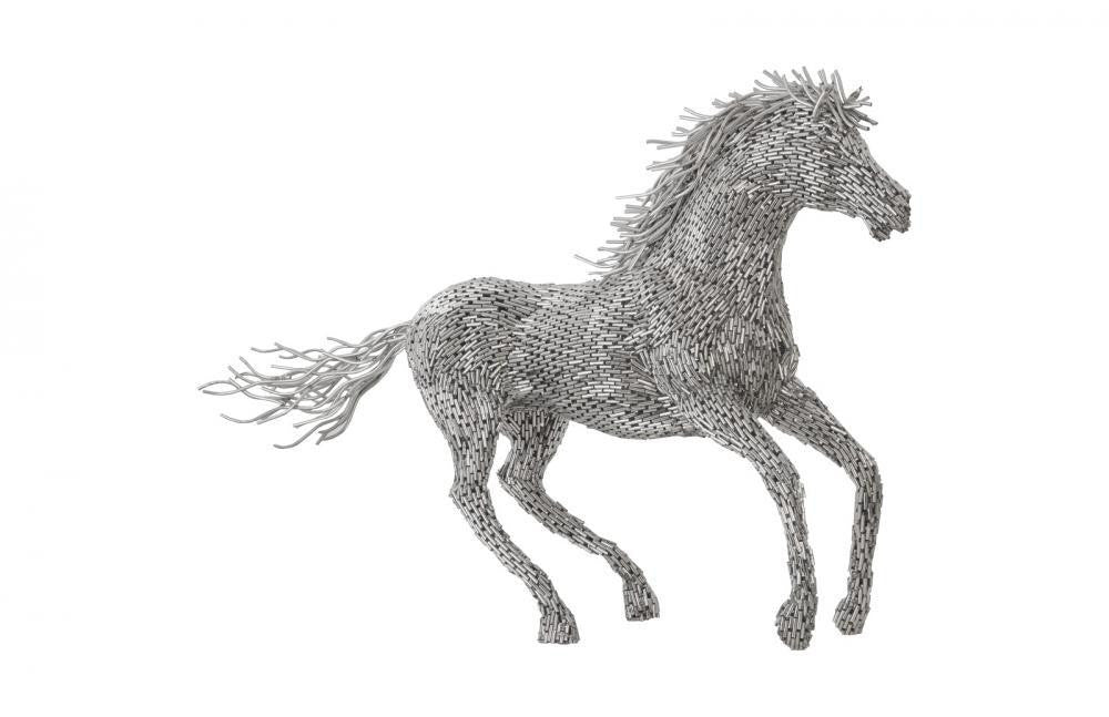Phillips Collection Galloping Horse Pipe Sculpture Stainless Steel