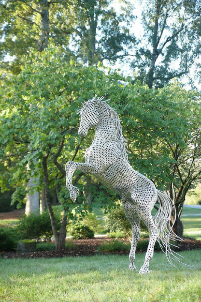 Phillips Collection Walking Horse Pipe Sculpture Stainless Steel