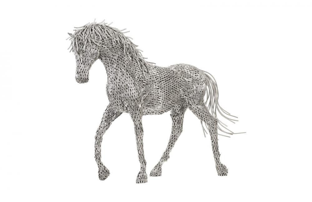 Phillips Collection Horse Pipe Sculpture, Walking, Stainless Steel, 71"H (ID96061 YV0J07T908)