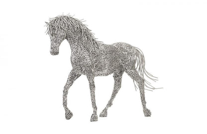 Phillips Collection Horse Pipe Sculpture, Walking, Stainless Steel, 71"H (ID96061 YV0J07T908)