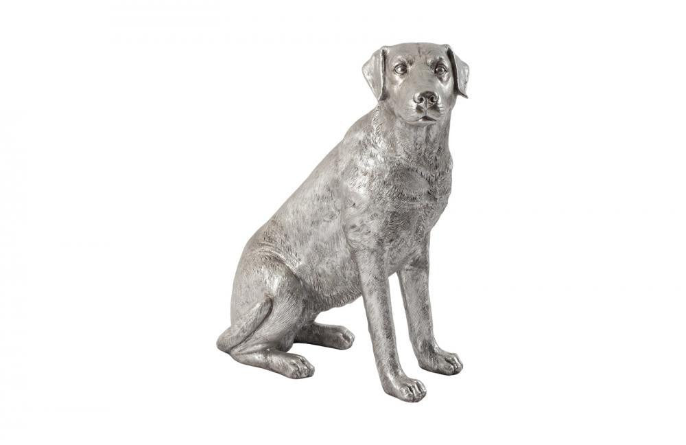 Phillips Collection Sitting Labrador Sculpture Silver Leaf