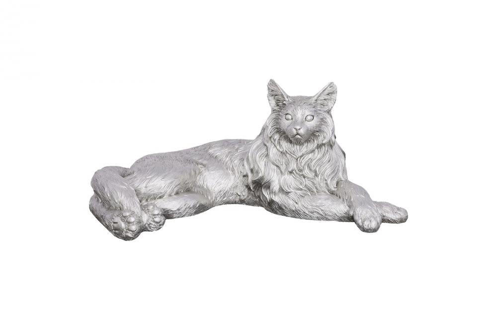 Phillips Collection Laying Cat Sculpture Silver Leaf