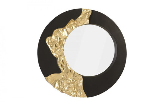 Phillips Collection Mercury Round Mirror Black, Gold Leaf
