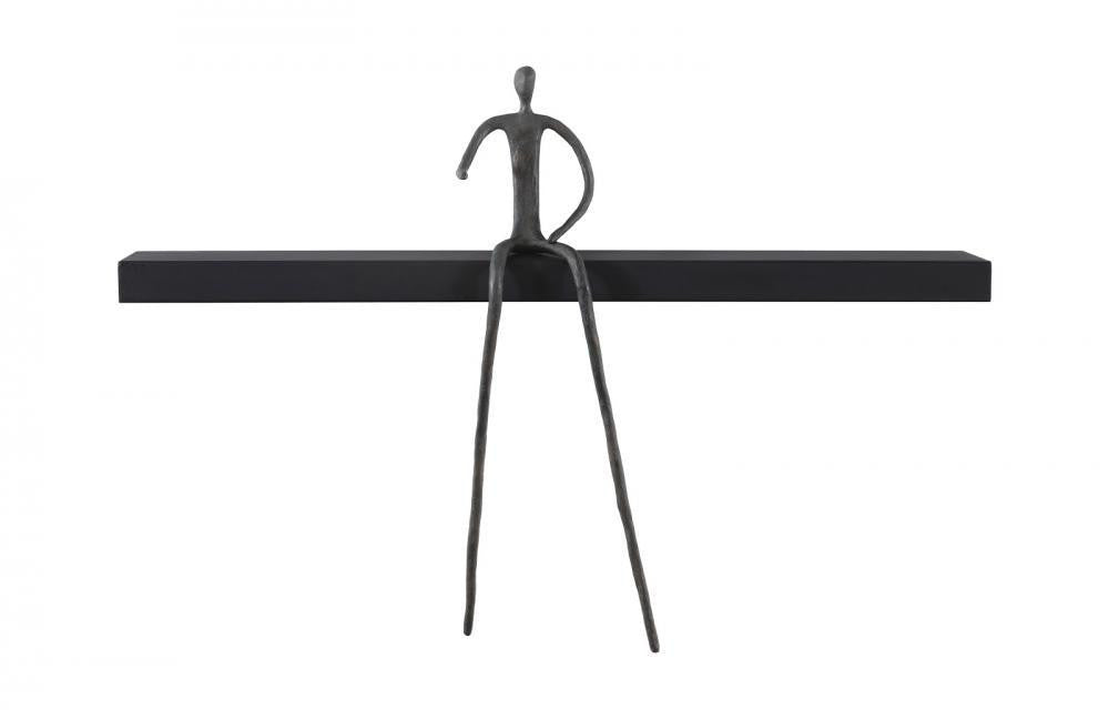 Phillips Collection Moveable Man on Shelf Sitting C Wall Sculpture Black