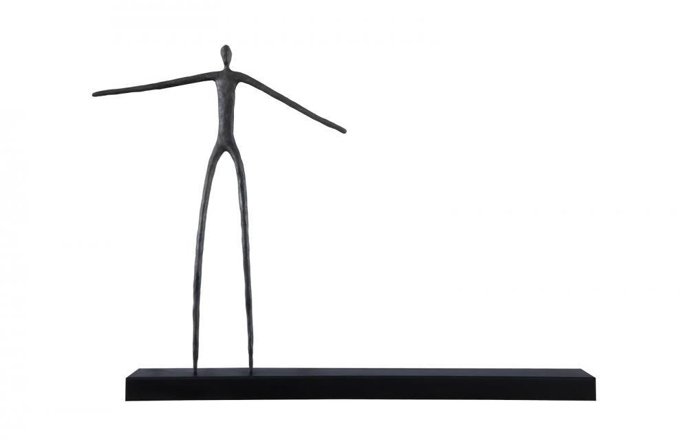 Phillips Collection Moveable Man on Shelf Sitting B Wall Sculpture Black, Black Forged