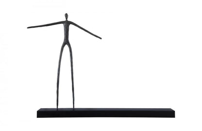 Phillips Collection Moveable Man on Shelf Sitting B Wall Sculpture Black, Black Forged