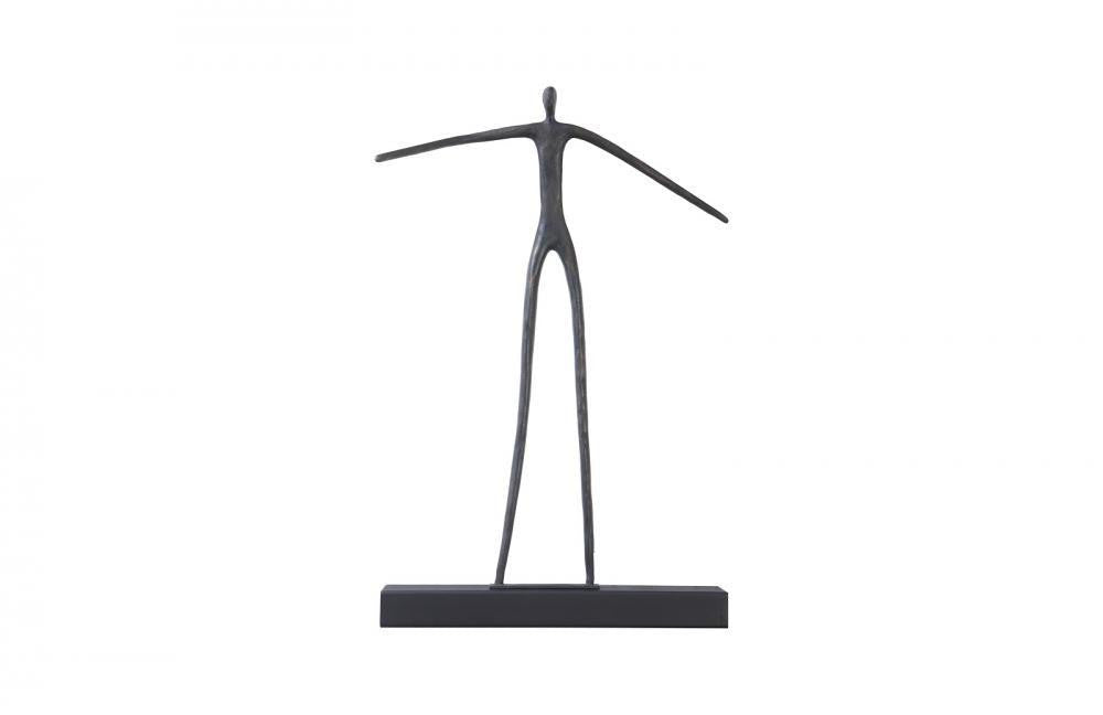 Phillips Collection Moveable Man on Shelf Wall Sculpture, Standing, Short Shelf, Black Forged, Black Base, 16"W (TH103475 YV0J07TAYU)