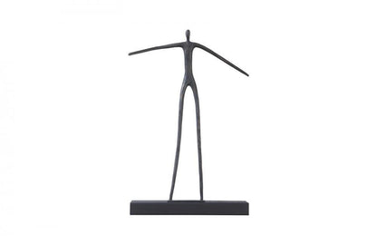 Phillips Collection Moveable Man on Shelf Wall Sculpture, Standing, Short Shelf, Black Forged, Black Base, 16"W (TH103475 YV0J07TAYU)