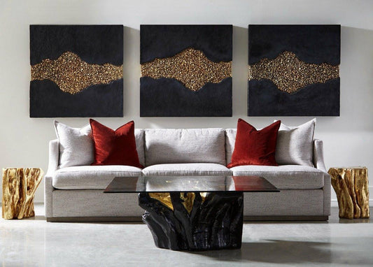 Phillips Collection Noir Cast Root Coffee Table, Black, Gold Leaf, 30"W (PH67969 YV0J07TAZ4)