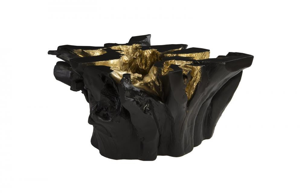 Phillips Collection Noir Cast Root Coffee Table Black, Gold Leaf