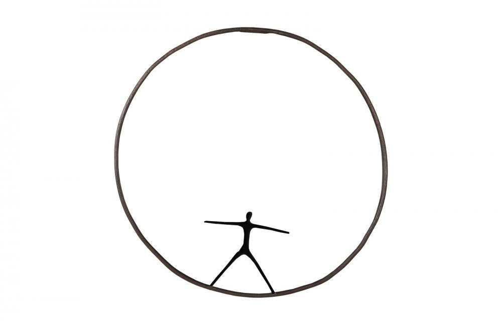 Phillips Collection Olympic Figure in Iron Ring Wall Sculpture Black Rust