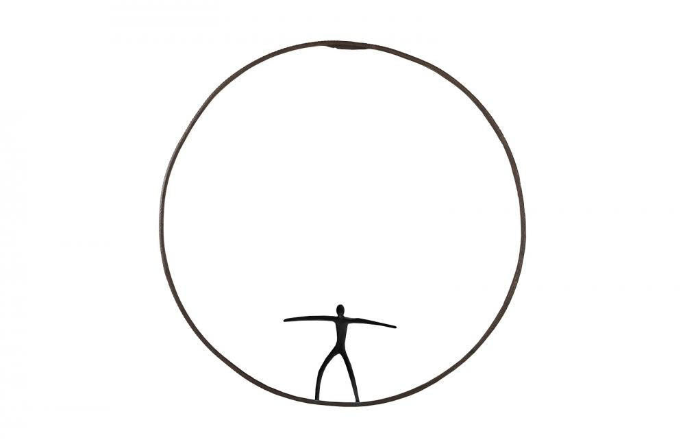 Phillips Collection Olympic Figure in Iron Ring Wall Sculpture, Style C, Black Rust, 23"W (TH99503 YV0J07TAZG)
