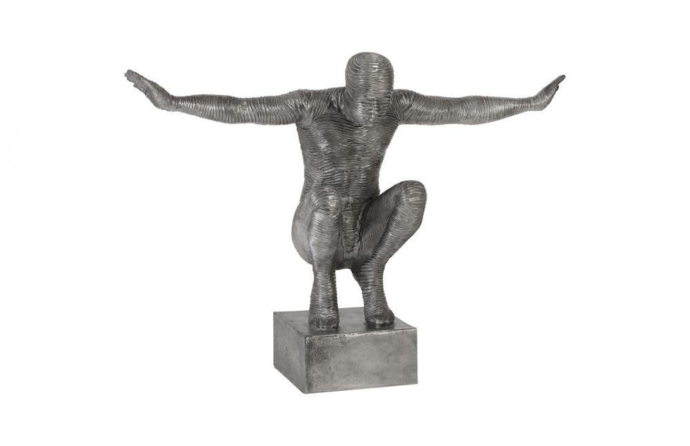 Phillips Collection Outstretched Arms Crouching Male Sculpture Aluminum