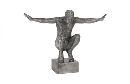 Phillips Collection Outstretched Arms Crouching Male Sculpture Aluminum