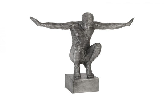 Phillips Collection Outstretched Arms Crouching Male Sculpture Aluminum