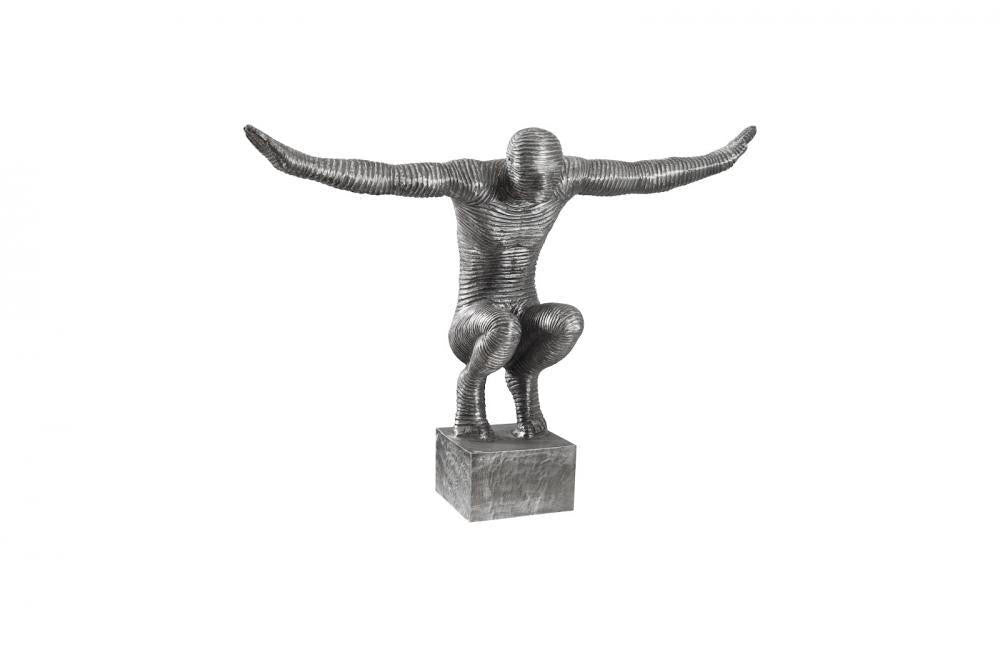 Phillips Collection Outstretched Arms Crouching Male Sculpture, Small, Aluminum, 21"H (ID103555 YV0J07TC0D)