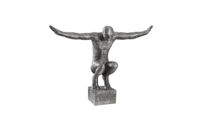 Phillips Collection Outstretched Arms Crouching Male Sculpture, Small, Aluminum, 21"H (ID103555 YV0J07TC0D)