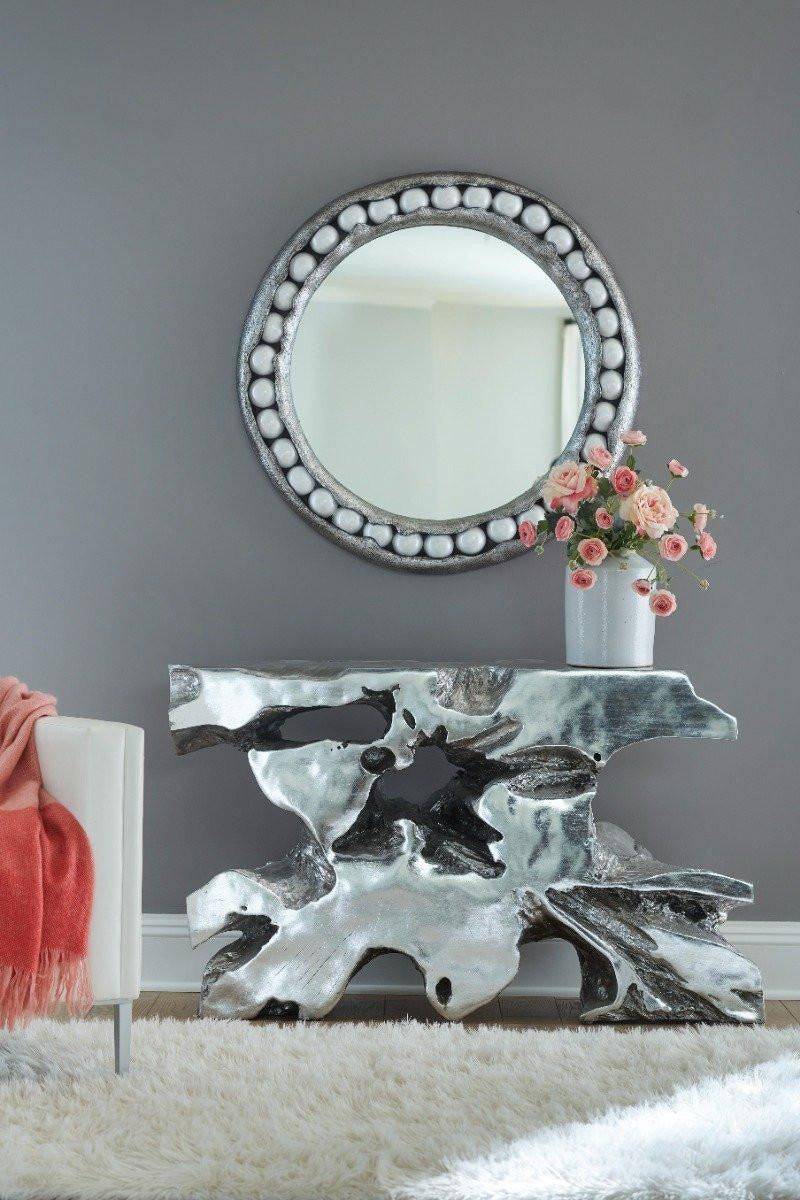 Phillips Collection Pearl Mirror, Silver Leaf, White, 36"W (PH104196 YV0J07W3TG)