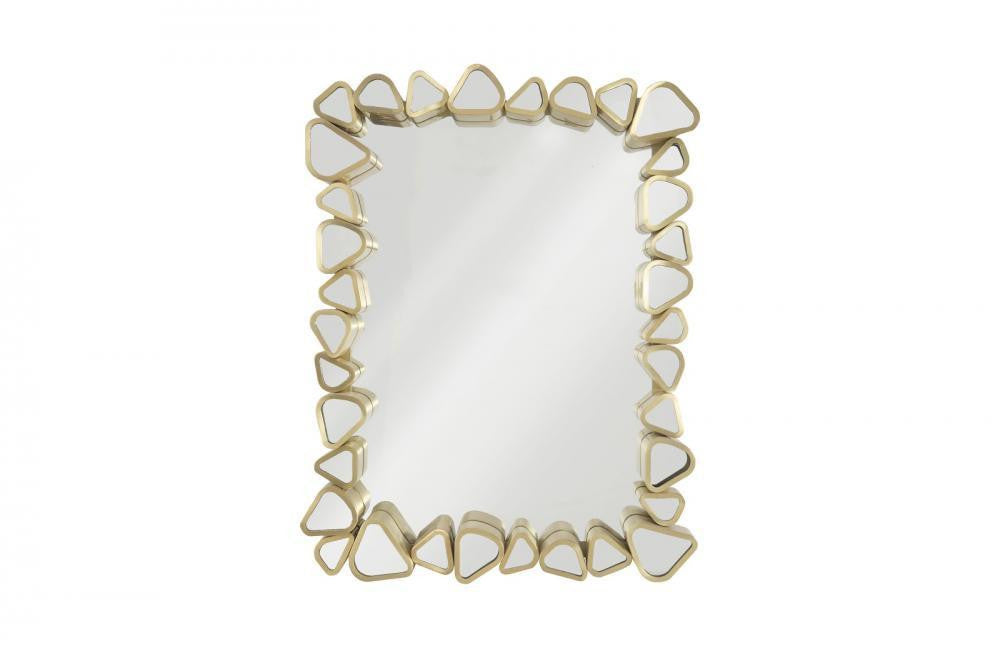 Phillips Collection Pebble Rectangle Mirror Brushed Brass, White