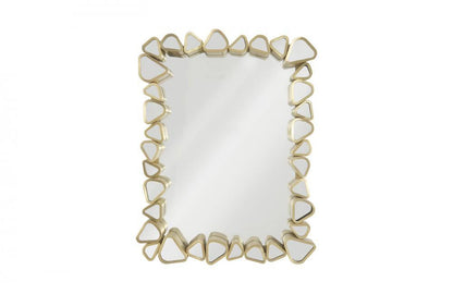 Phillips Collection Pebble Rectangle Mirror Brushed Brass, White