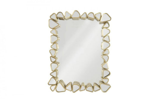 Phillips Collection Pebble Rectangle Mirror Brushed Brass, White